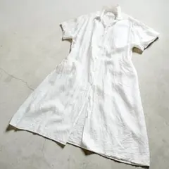 【美品】ルージュヴィフリネン100% シャツワンピース ロング丈 白 サイズ38のサムネイル