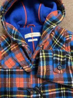 ダッフルコート レディース　チャイルドウーマン　オレンジ　チェック