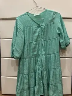ZARA グリーン　シャツワンピース