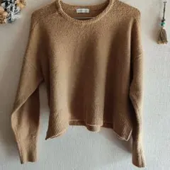 ★earth music&ecology★濃いベージュラウンドカット幅広！ニット