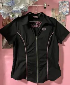 Harley-Davidson ピンク刺繍 ジップアップシャツ Y2Kのサムネイル
