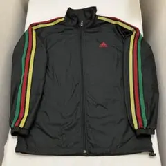 新品 希少　レア　adidas アディダス ラスタカラー ナイロンジャケット　黒