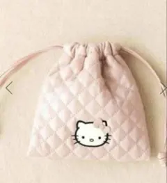 ローリーズファーム ハローキティ キルティング 巾着ポーチ ピンク