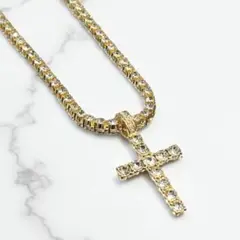 クロスペンダント テニスチェーン 60cm 幅4mm テニスネックレス ゴールド