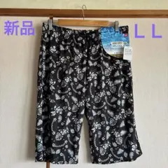 【新品】メンズ超COOL ハーフパンツ ボタニカル柄 ブラック LLサイズ　濃灰のサムネイル