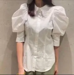 snidel ORGANICSレースカラーシャツブラウス