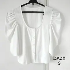 【Sサイズ】DAZY デイジー　パフスリーブカーディガン　ホワイト　白　五分袖
