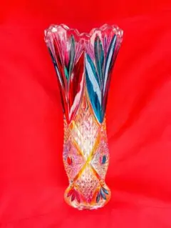 カラフルカットガラス花瓶