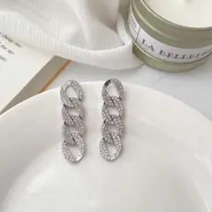 N1370 鎖ピアス　チェーンピアス シルバー925 ピアス ins風