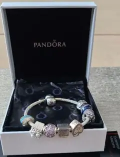 新品未使用Pandora シルバーバングル ボックス付き2連 PANDORA（パンドラ） ブレスレット Silver Open Bangle Bracelet 箱