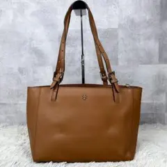 美品 トリーバーチ レザー トートバッグ エマーソン サフィアーノ ブラウン