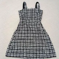 ALGY 冬物ツィード風ワンピース 黒白チェック Mサイズ160㎝