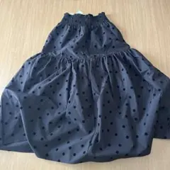 coca ドット柄 ブラック フレアスカート LONG