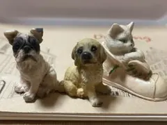 リアルフィギュア 3点 犬と猫　オブジェ　フィギュア　昭和レトロ
