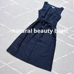 美品♢ナチュラルビューティー ワンピース L ノースリーブ リボン 清楚 華やか