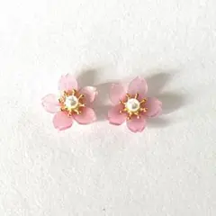 さくら6 ピアス　イヤリング変更可能　ハンドメイド