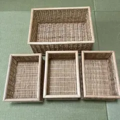 無印良品　重なるブリ材バスケット　4個セット