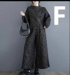 黒　大きいサイズ セットアップ　パンツ　レディース 秋冬　トップス　春 長袖