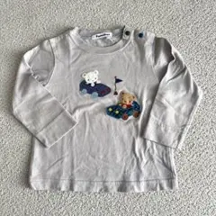 familiar グレー 長袖 Tシャツ 90cm クマ刺繍