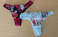 SANEI 花柄 Tバック Mサイズ 2点セット