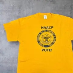 【希少】NAACP 企業ロゴ Tシャツ XL イエロー デルタボディ VOTE