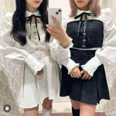 【BUBBLES♡バブルス セットアップ ツイードビスチェブラウス ブラック M