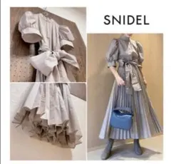 スナイデル　snidel リボンシャツワンピース ロング パフスリーブ