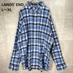 美品 LANDS' END ランズエンド ボタンダウン 長袖シャツ L〜XL