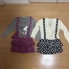 a.v.v スヌーピー ドット柄 サロペット風トップス 100cm 2着セット