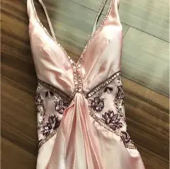 パーティドレス  ロング ピンクサテン ストール付き