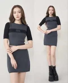 Darich DD ロゴバイカラーニットミニワンピース