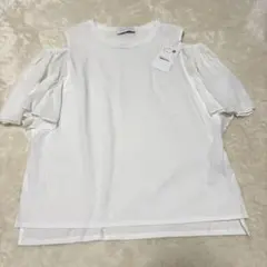 【未使用級】アダムエロペ オフショルダー 白T フリル カットソー フリーサイズ