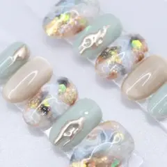 1247 ネイルチップSサイズ 韓国 個性派 ニュアンス ぷっくり　マグネット