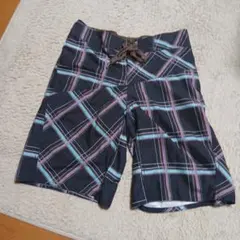 BEAMS チェック柄 水着 Mサイズ ネイビー系