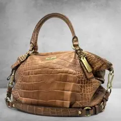 COACH madison croc embossed 2way bag