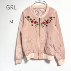 【グレイル】バラ刺繍サテン中綿スカジャン 長袖 アウター Y2K 春 花柄 M