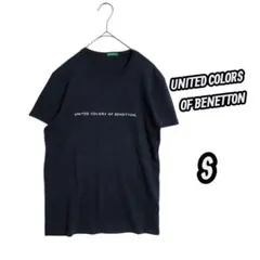 ユナイテッドカラーズオブベネトン ☆ ブラック シンプル ロゴプリント Tシャツ