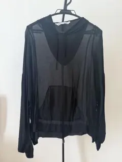 ブラック フード付き 長袖シャツ　シアー　ZARA