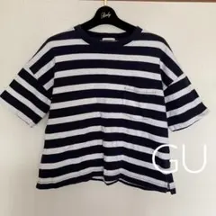 ジーユー　厚手ボーダーカットソー ボーダーTシャツ