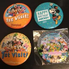 海外ディズニー　缶バッチ　4点