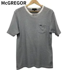 マックレガー　ワンポイント　刺繍　Tシャツ　ボーダー　胸ポケット　半袖　綿　L