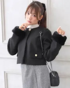 INGNI ファー襟付きブラックジャケット