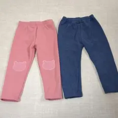 【90cmフリース】パンツセット ピンクとネイビー