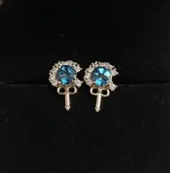 ロンドンブルートパーズ 5mm ピアス ♡深海ブルーの気品♡