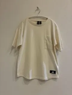 adidas ポケット付き 半袖Tシャツ アイボリー ジムウェア M