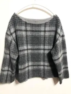 Adam et Rope チェック柄　長袖ウールトップス