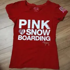 PINK スノーボード Tシャツ XS 赤