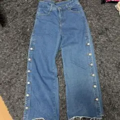 ダークブルーボタン付きデニムパンツ Mサイズ