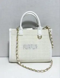 FURFUR ツイードロゴトートバッグ　アイボリー