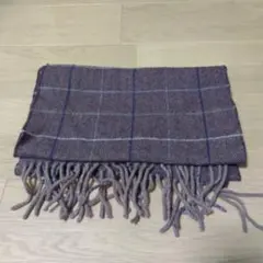 ブラウン チェック柄 マフラー ウール混紡